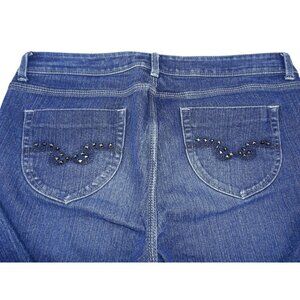Vintage Jordache Womens Jeans Straight Crop Bling Pockets Dark size 12  JH931
